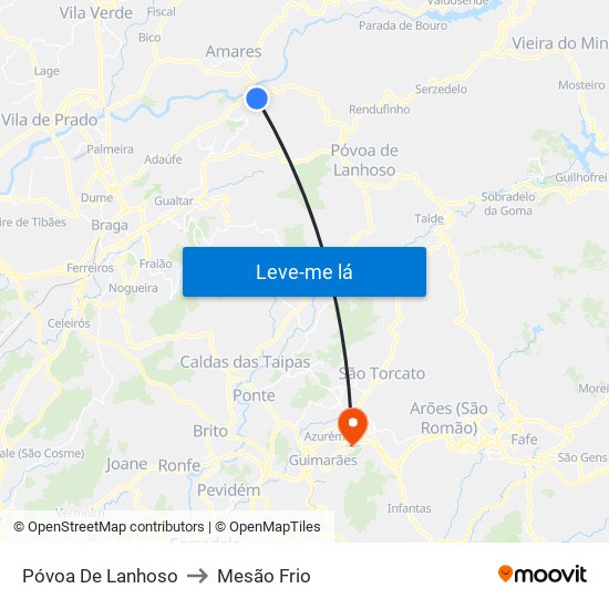 Póvoa De Lanhoso to Mesão Frio map