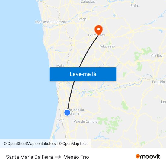 Santa Maria Da Feira to Mesão Frio map