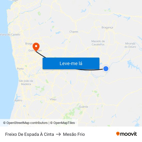 Freixo De Espada À Cinta to Mesão Frio map