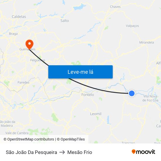 São João Da Pesqueira to Mesão Frio map