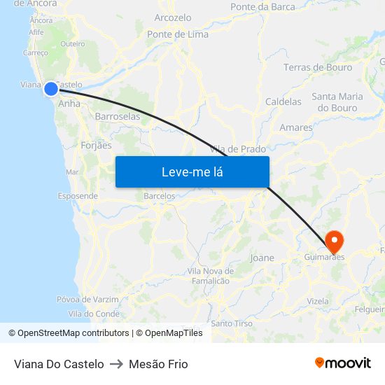 Viana Do Castelo to Mesão Frio map