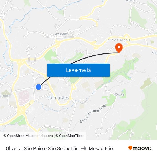 Oliveira, São Paio e São Sebastião to Mesão Frio map