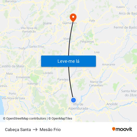 Cabeça Santa to Mesão Frio map