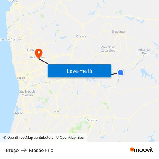 Bruçó to Mesão Frio map