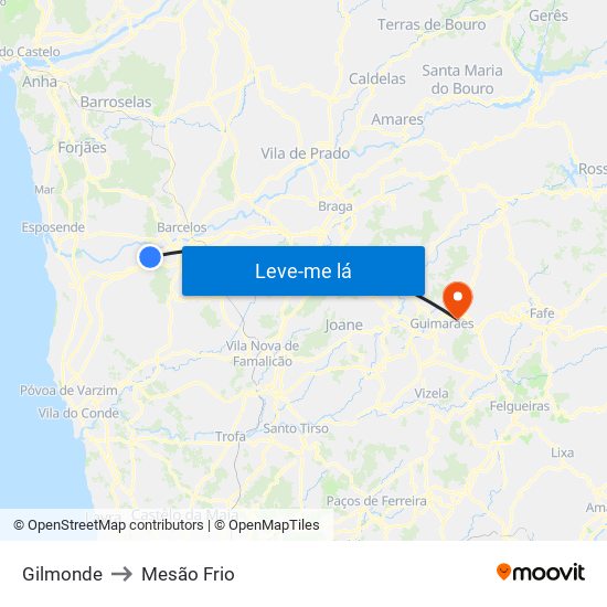 Gilmonde to Mesão Frio map