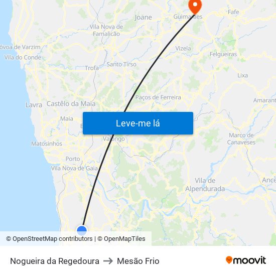 Nogueira da Regedoura to Mesão Frio map