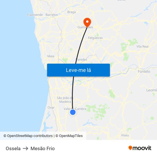 Ossela to Mesão Frio map