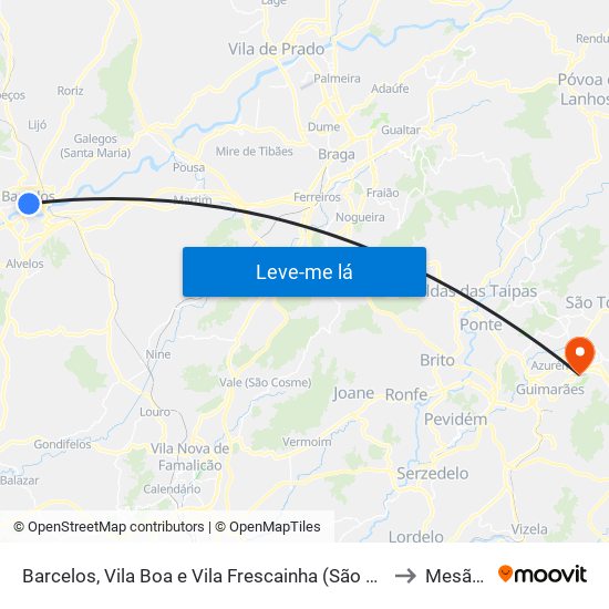 Barcelos, Vila Boa e Vila Frescainha (São Martinho e São Pedro) to Mesão Frio map