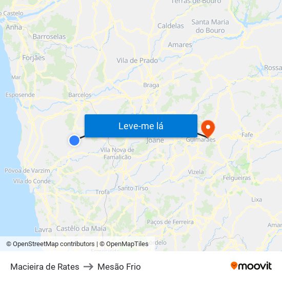 Macieira de Rates to Mesão Frio map