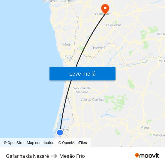 Gafanha da Nazaré to Mesão Frio map