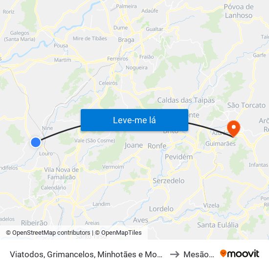 Viatodos, Grimancelos, Minhotães e Monte de Fralães to Mesão Frio map