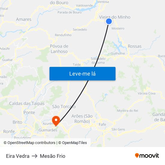 Eira Vedra to Mesão Frio map