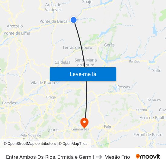 Entre Ambos-Os-Rios, Ermida e Germil to Mesão Frio map