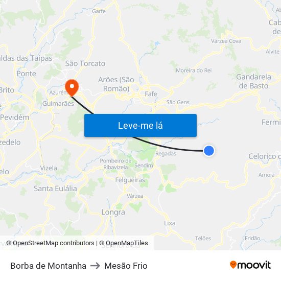 Borba de Montanha to Mesão Frio map