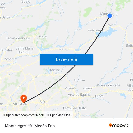 Montalegre to Mesão Frio map