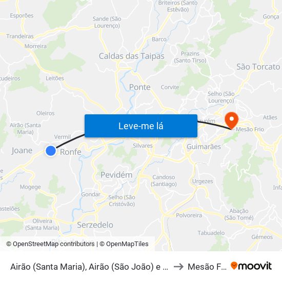 Airão (Santa Maria), Airão (São João) e Vermil to Mesão Frio map