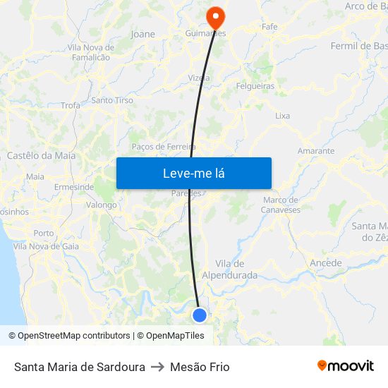 Santa Maria de Sardoura to Mesão Frio map