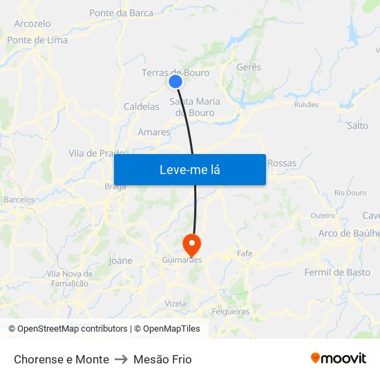 Chorense e Monte to Mesão Frio map