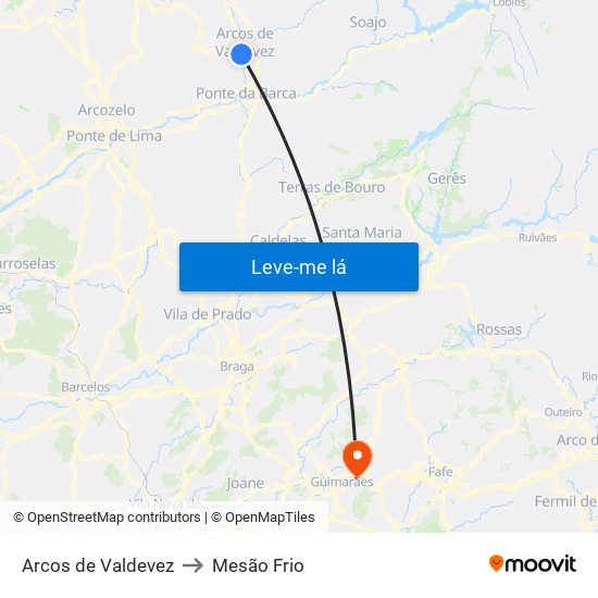 Arcos de Valdevez to Mesão Frio map