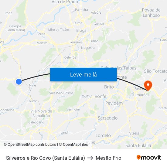 Silveiros e Rio Covo (Santa Eulália) to Mesão Frio map