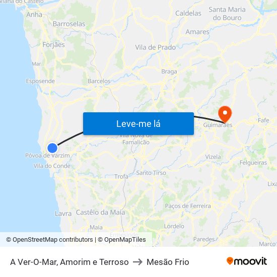 A Ver-O-Mar, Amorim e Terroso to Mesão Frio map