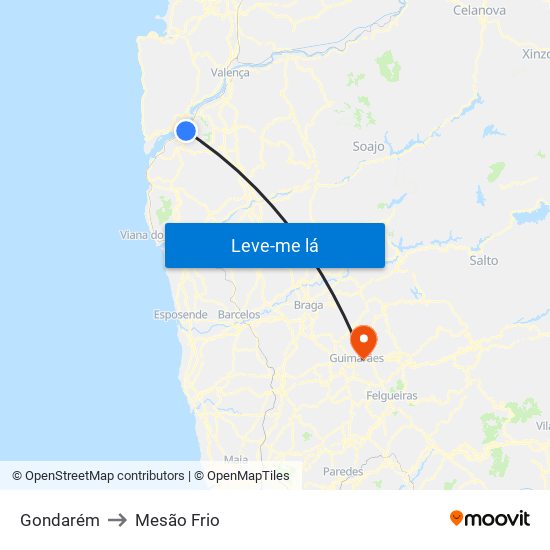 Gondarém to Mesão Frio map