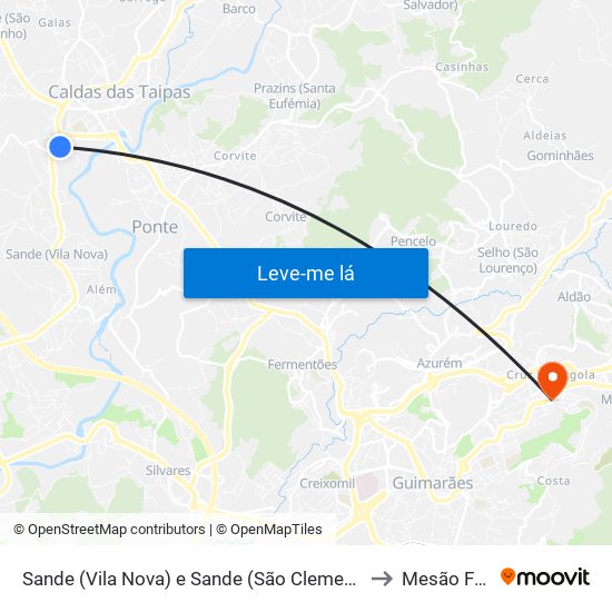 Sande (Vila Nova) e Sande (São Clemente) to Mesão Frio map