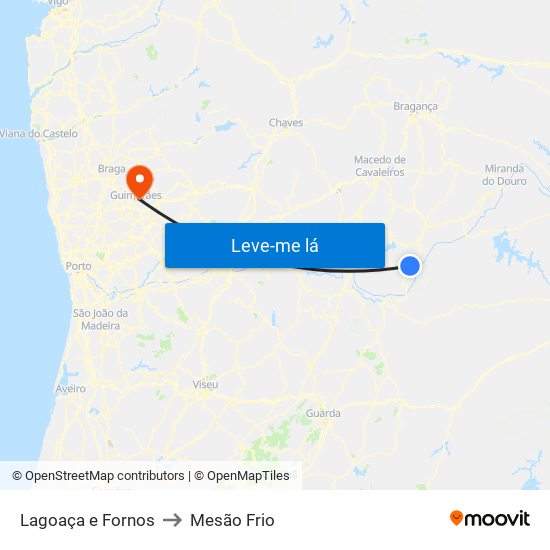 Lagoaça e Fornos to Mesão Frio map