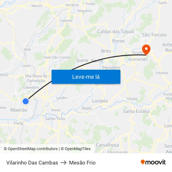 Vilarinho Das Cambas to Mesão Frio map