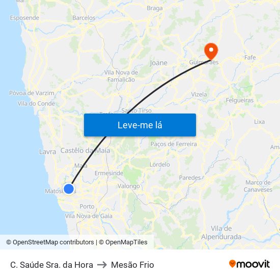 C. Saúde Sra. da Hora to Mesão Frio map