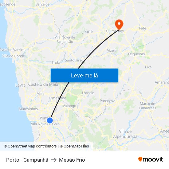 Porto - Campanhã to Mesão Frio map