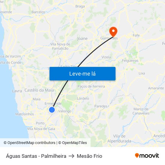 Águas Santas - Palmilheira to Mesão Frio map