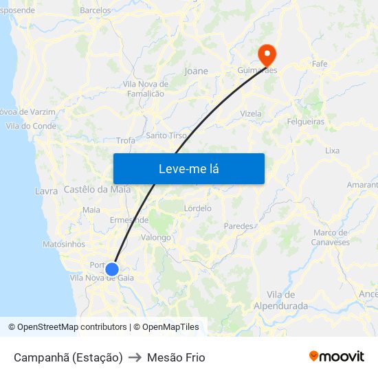 Campanhã (Estação) to Mesão Frio map