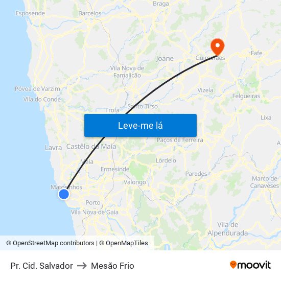 Pr. Cid. Salvador to Mesão Frio map