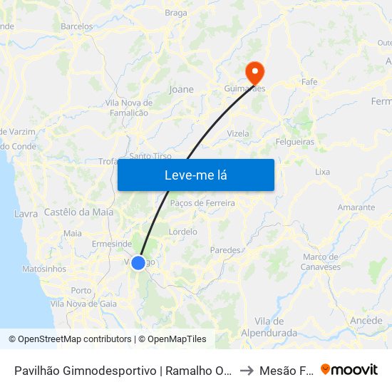 Pavilhão Gimnodesportivo | Ramalho Ortigão to Mesão Frio map