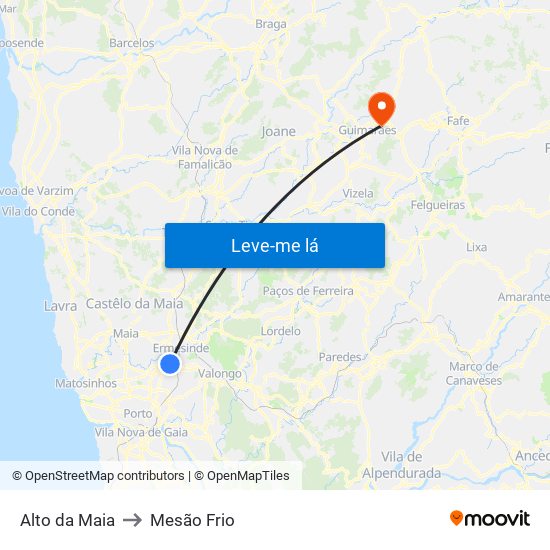 Alto da Maia to Mesão Frio map
