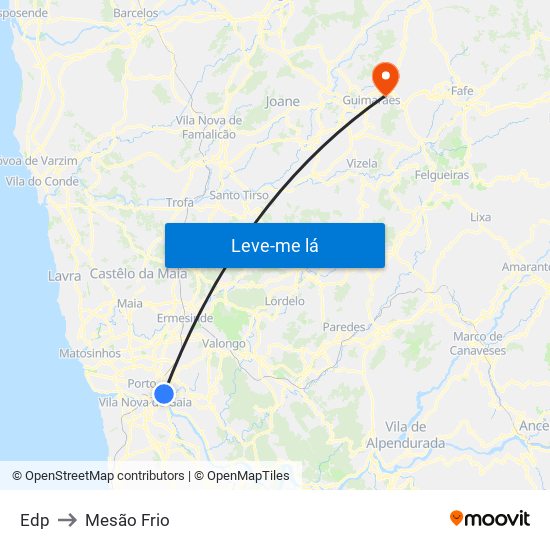 Edp to Mesão Frio map