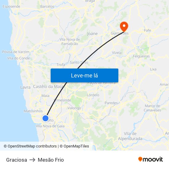 Graciosa to Mesão Frio map