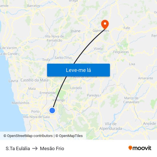 S.Ta Eulália to Mesão Frio map