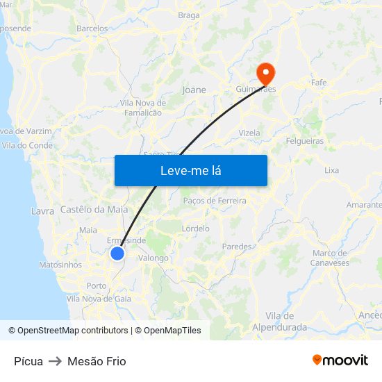 Pícua to Mesão Frio map