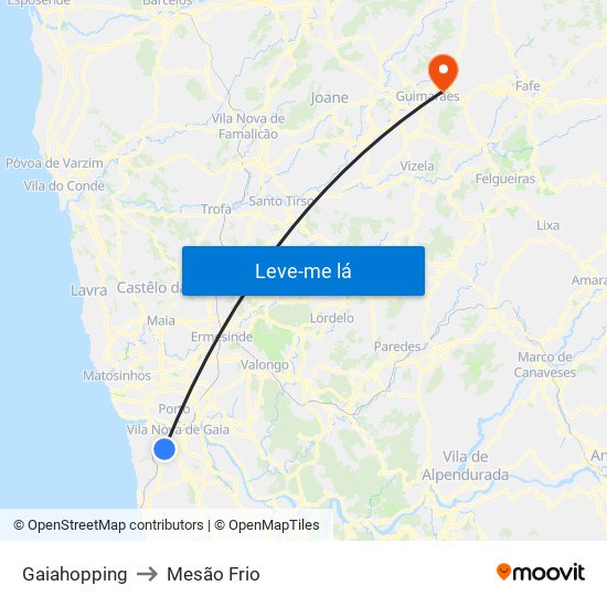 Gaiahopping to Mesão Frio map