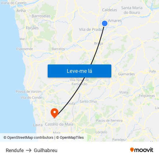 Rendufe to Guilhabreu map