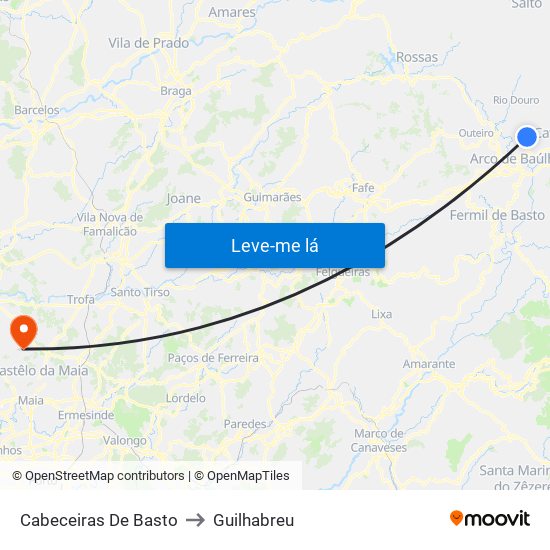 Cabeceiras De Basto to Guilhabreu map