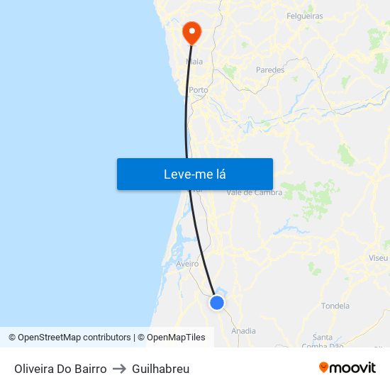 Oliveira Do Bairro to Guilhabreu map