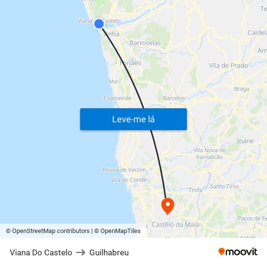 Viana Do Castelo to Guilhabreu map