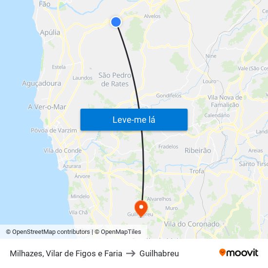 Milhazes, Vilar de Figos e Faria to Guilhabreu map