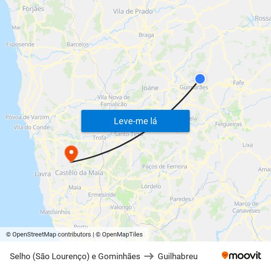 Selho (São Lourenço) e Gominhães to Guilhabreu map