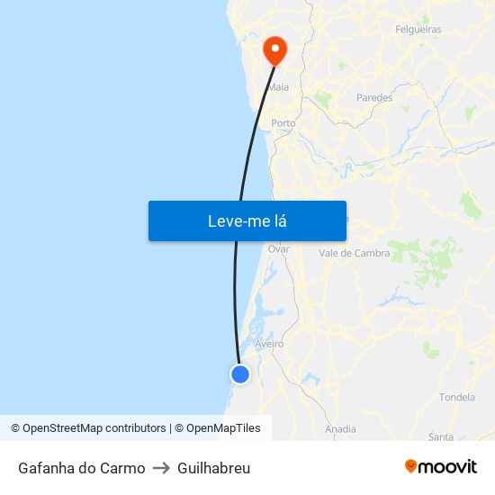 Gafanha do Carmo to Guilhabreu map