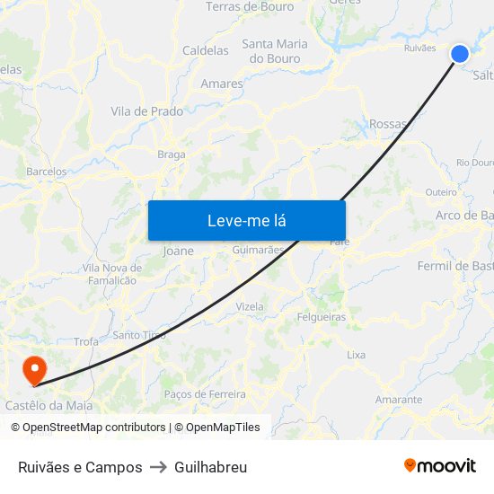 Ruivães e Campos to Guilhabreu map