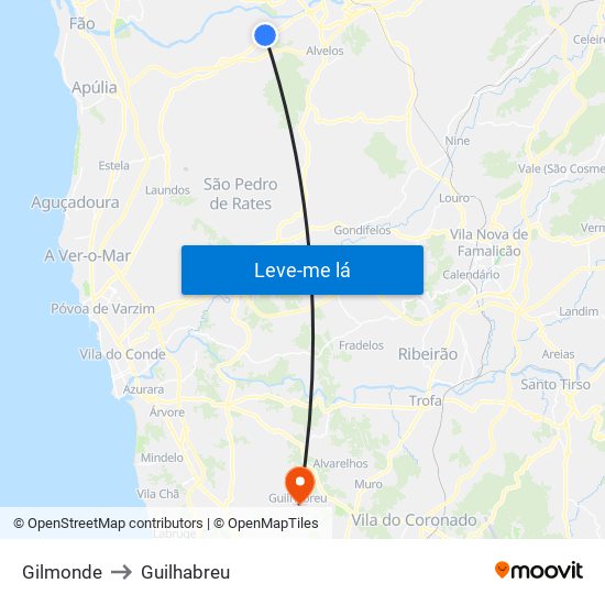 Gilmonde to Guilhabreu map